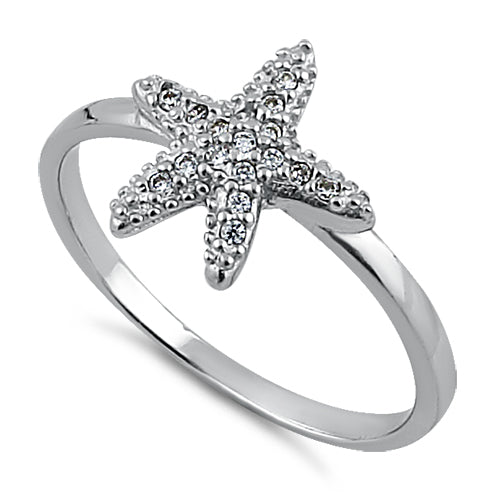 sterling silver starfish cz ring sterling silver starfish cz ring