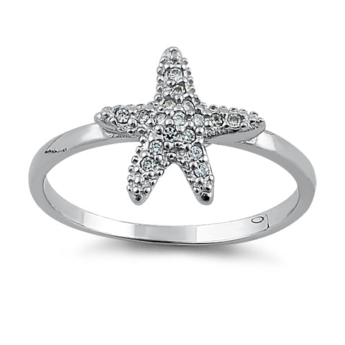 sterling silver starfish cz ring sterling silver starfish cz ring