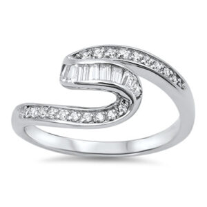 sterling silver swirl cz ring