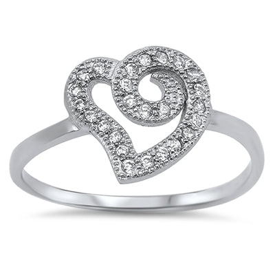 sterling silver swirl heart cz ring sterling silver swirl heart cz ring