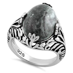 sterling silver timeless grey crazy lace agate gemstone ring
