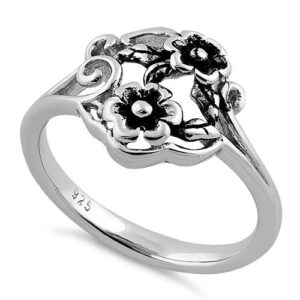 sterling silver two flower ring