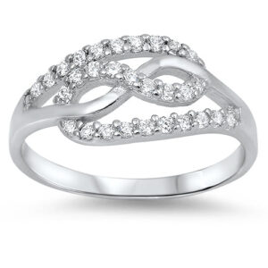 sterling silver unique infinity cz ring