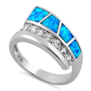 sterling silver unique lab opal cz ring