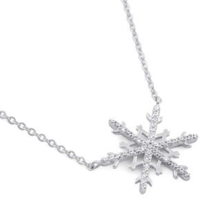 sterling silver unique snowflake clear cz necklace