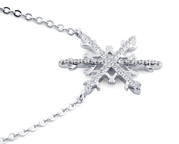 sterling silver unique snowflake clear cz necklace sterling silver unique snowflake clear cz necklace
