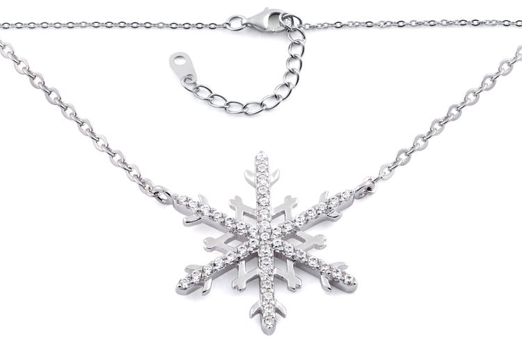 sterling silver unique snowflake clear cz necklace sterling silver unique snowflake clear cz necklace