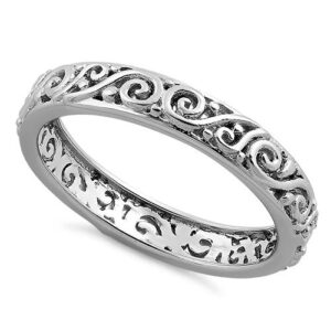 sterling silver vines eternity band ring