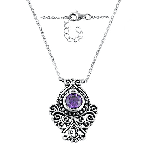 sterling silver vintage amethyst cz necklace sterling silver vintage amethyst cz necklace