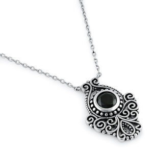 sterling silver vintage black cz necklace