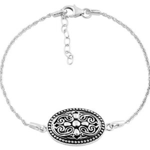 sterling silver vintage cross oval bracelet