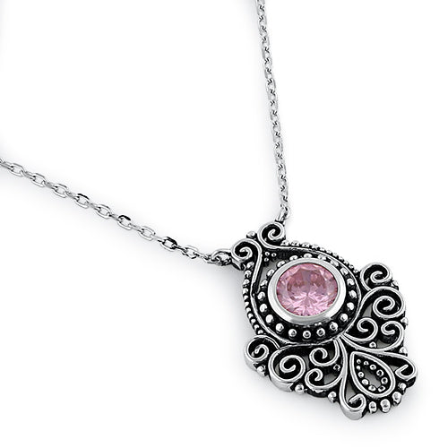 sterling silver vintage pink cz necklace sterling silver vintage pink cz necklace