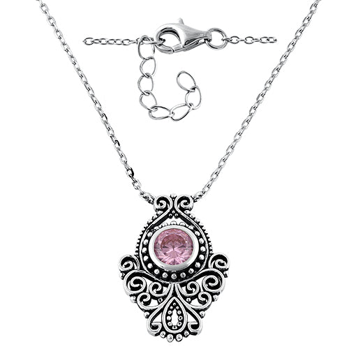 sterling silver vintage pink cz necklace sterling silver vintage pink cz necklace