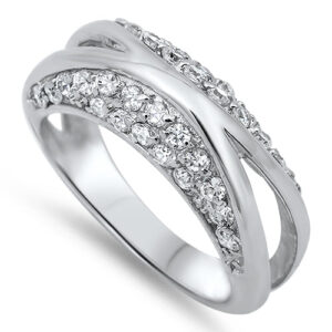 sterling silver x clear cz ring